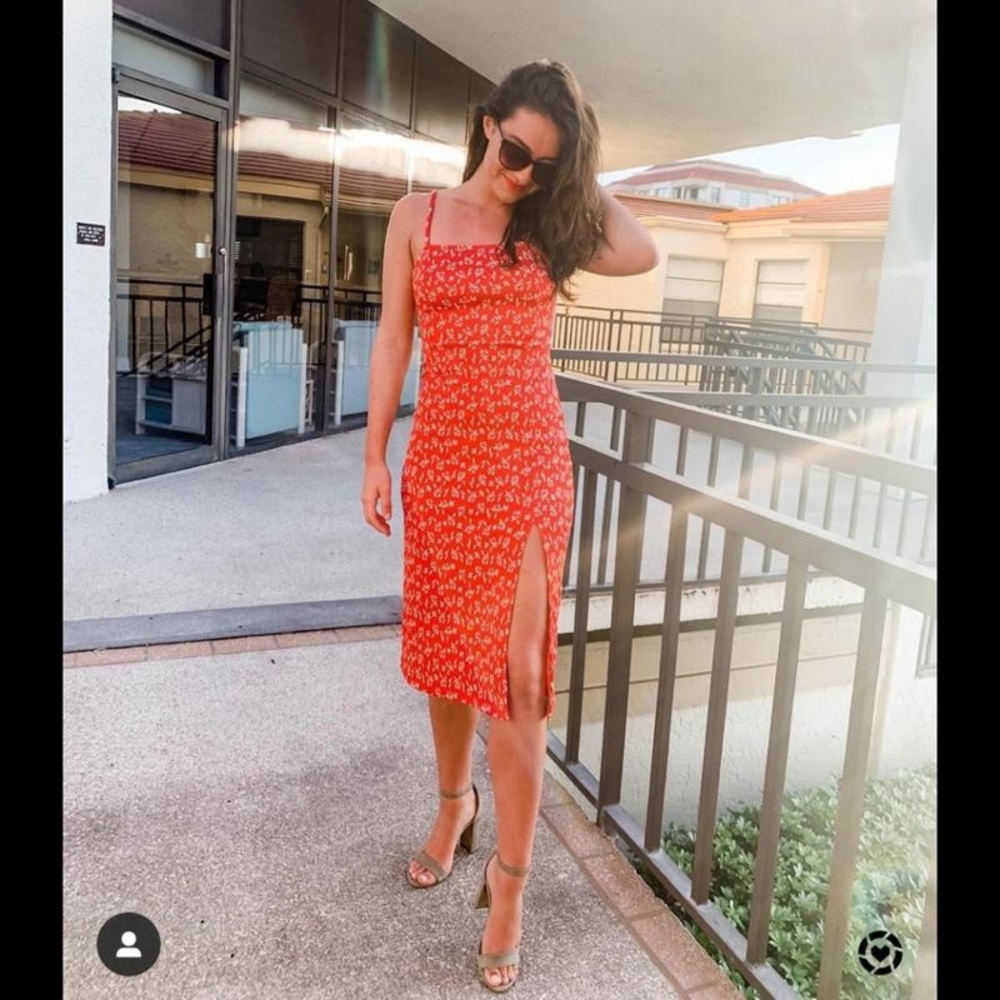 Zara red floral dress